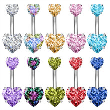 Cubic Zirconia Belly Button Ring Heart Crystal Banana