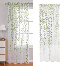Gradient Green Curtains Washable Privacy Drapery 260 cm