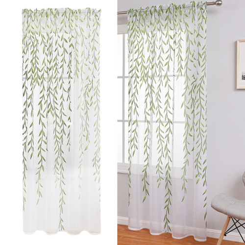 Gradient Green Curtains Washable Privacy Drapery 260 cm 2