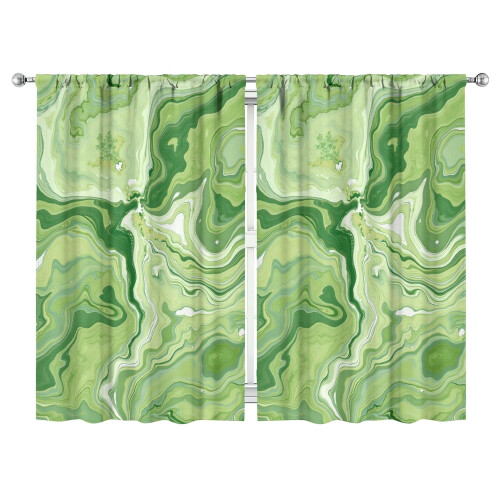 Green Marble Gradient Blackout Curtains 2 Panels 52x84 Inch