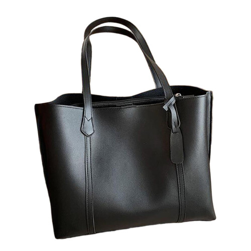 Τσάντα Tote από PU δέρμα μαύρη, casual, ελαφριά 1 τεμ.