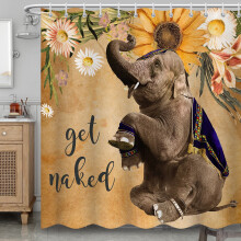 Rideau de douche Éléphant Tournesol Imperméable à motif floral vintage vintage