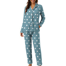 Damen-Loungewear-Set mit Polka-Dots, Blau, XXL