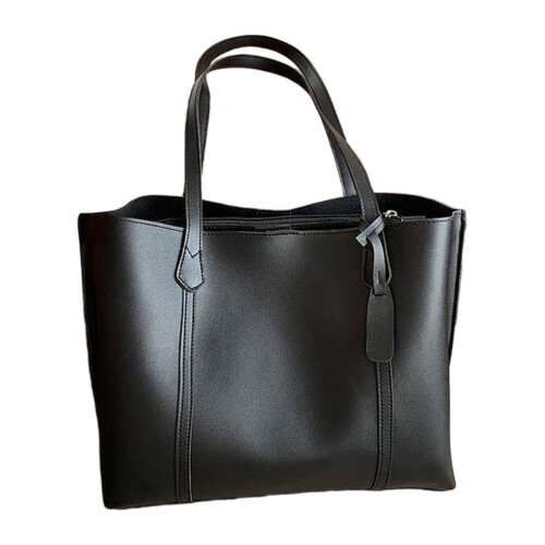 Τσάντα Tote από PU δέρμα μαύρη, casual, ελαφριά 1 τεμ. 1