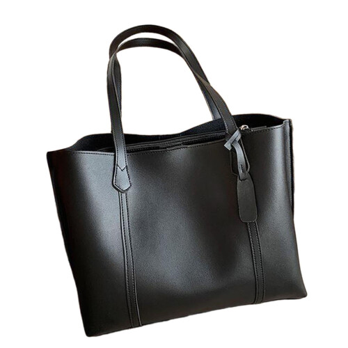 Τσάντα Tote από PU δέρμα μαύρη, casual, ελαφριά 1 τεμ. 2