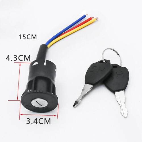 Electric Bicycle Ignition Key Switch with Keys S M L 3-Wire