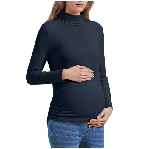 Umstandsoberteil aus Samtfleece für Damen, einfarbig, langärmelig 1