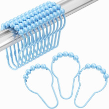 Crochets de rideau de douche en acier inoxydable nickelé poli, lot de 12