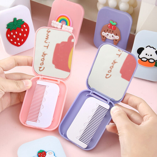 2-in-1 Makeup Mirror with Comb, Foldable Portable Vanity 1