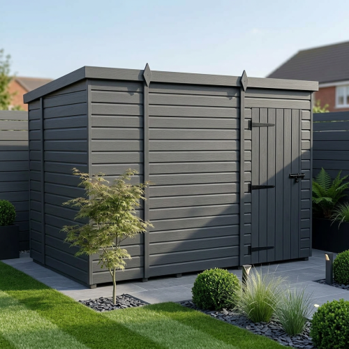 10x6 Pent Composite Shed Tanalised (Single Door, No Windows)