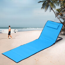 Outdoor Beach Mat Lounge Chair Made of Oxford Cloth with Adjustable Steel Pipe Positions, Foldable for Camping,