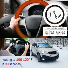 Heated Steering Wheel Cover 12V Gray 15-Inch