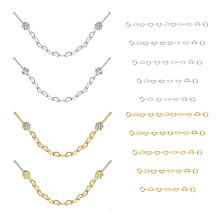 Heart Nose Chain Piercing Set with Cubic Zirconia 18 Pcs