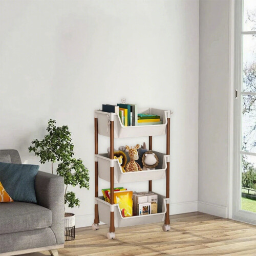 3-Tier Rolling Storage Cart Plastic Drawer Organizer 3 1