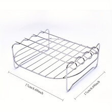 Grillrost aus Edelstahl 304 mit 4 Spießen – kompatibel mit Heißluftfritteuse, Backofen und Mikrowelle – multifunktional
