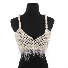 Pearl Camisole Body Chain Fashion Feather Handmade