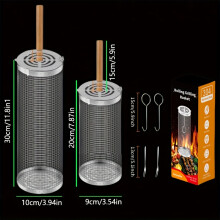 (S L) Edelstahl-BBQ-Grill mit Griff, inklusive kostenloser Metallgabel und Haken – hitzebeständiges Design-Grillwerkzeug-Set,