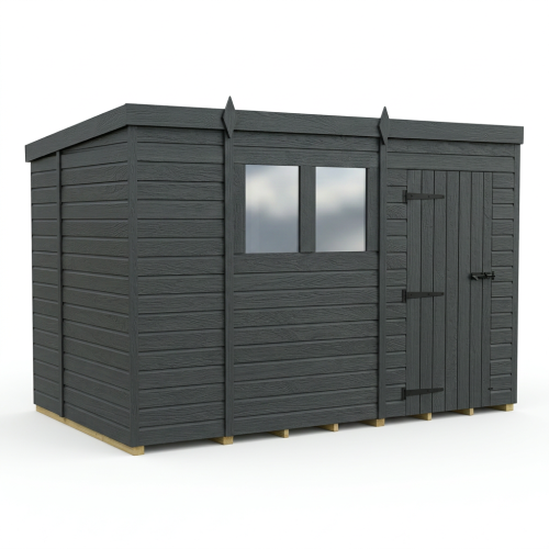 10x6 Pent Composite Shed Tanalised (Single Door, With Windows) 1