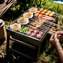 Draagbare opvouwbare BBQ-grill 1 st, ijzeren constructie, compact en handig voor buiten kamperen, picknicken, picknicken