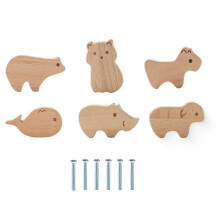 Poignée de tiroir ronde en bois en forme d'animal