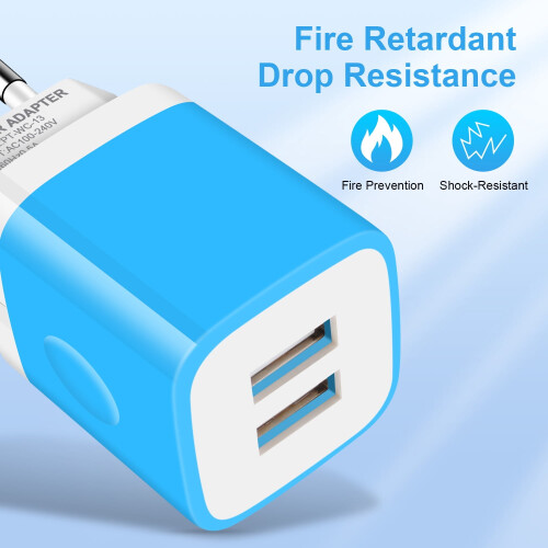Europeisk reseadapter med dubbel USB-laddare 2.1A blå 2