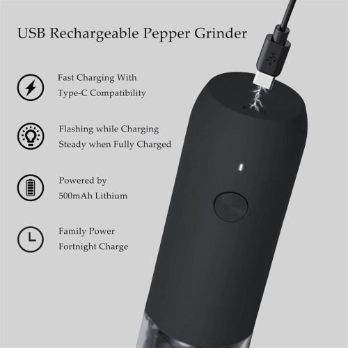 USB-oppladbar salt- og pepperkvernsett, 2-pakning 2