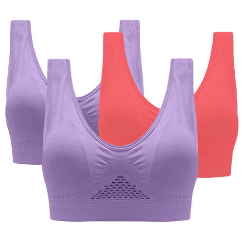 Dames sportbeha plus size, 3-pack, zonder beugel 1