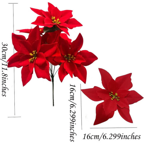 Artificial Poinsettia Flowers Red 8pcs 2