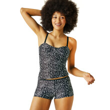 (14, Black/White) Regatta Womens Aceana III Swim Swimming Beach Holiday Tankini Top - Black/White