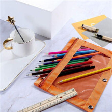 16 Pcs 3 Ring Zipper Pencil Pouch Colorful Fabric Pencil Case Sturdy and Durable Binder Pouch with Clear Window