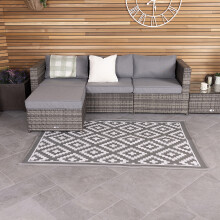Charles Bentley Diamond Pattern Lightweight Waterproof Indoor or Patio Medium Rug Grey Outdoor 120x170cm