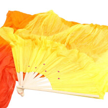 2X Beautiful Silk Three Color Gradient Flame Dance Fan Hand Folding Bamboo Fan Decoration Fan for Ladies Womens Crafts