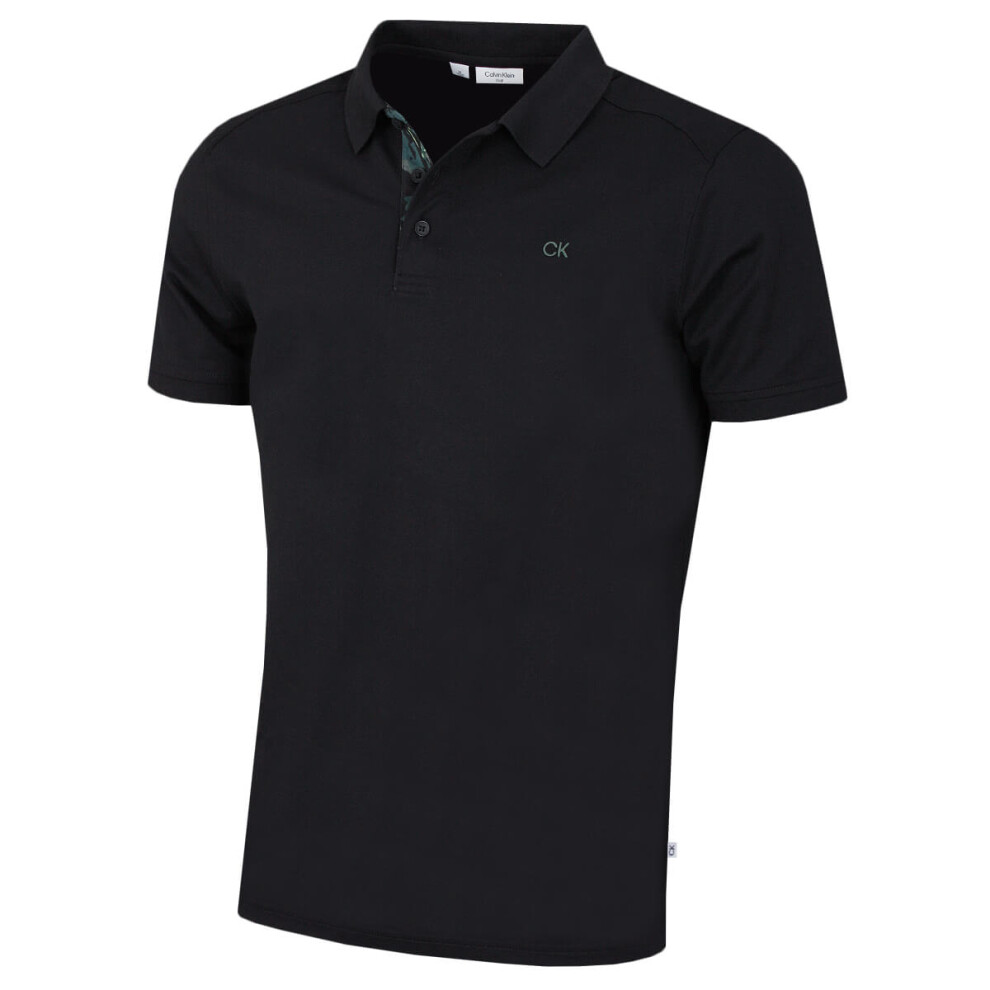 Calvin Klein (Xxxxxl, Black Camo) Mens 2026 Campus 3 Button Ribbed Collar Golf Polo Shirt