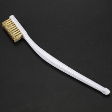20 Pcs 6.9 inch Length Plastic White Handle Bristle Brush Brass Metal