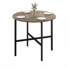 (Dark Oak) 80cm Round Wooden Dining Table w/ X Frame Legs