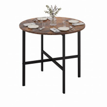 (Rustic Oak) 80cm Round Wooden Dining Table w/ X Frame Legs