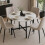 (White Marble) 80cm Round Wooden Dining Table w/ X Frame Legs 4
