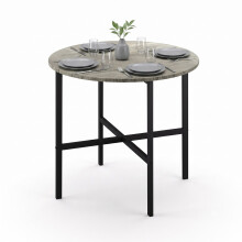(Greige Oak) 80cm Round Wooden Dining Table w/ X Frame Legs
