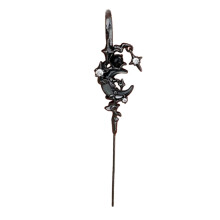 Boucles d'oreilles en diamant étoile et lune scintillantes,-noir