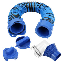 3FT RV Sewer Hose, RV Dumping Sewer Hose, Waste Hose with Swivel Fittings, with 90-Degree Clear Elbow 2 Storage Caps