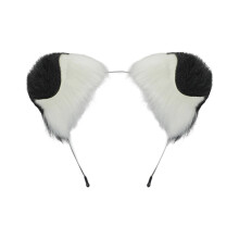 Adjustable Puppy Ear Headwear Soft Plush Hair-Black and white
