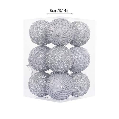 Glitter Shatterproof Christmas Ball Ornaments Silver 12PCS 2