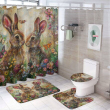 Ensemble rideau de douche avec tapis et tapis de bain 4 pièces
