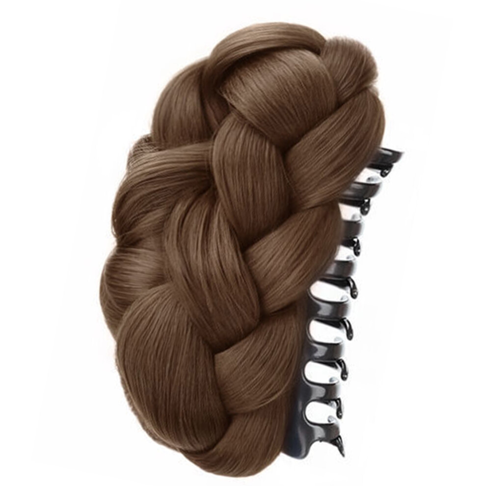 Twisted Bun Hairpiece Braided Clip On Claw Clip For Women-D