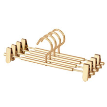 (Light Luxury Gold, Solid round tube) Clip Hangers for Pants & Skirts - Home, Hotel, Dorm Use
