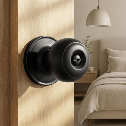 2Pack Door Knobs, Privacy Door Knobs Interior Door Knob for Bedroom/Bathroom Keyless Doorknobs Interior/Exterior Lock 1
