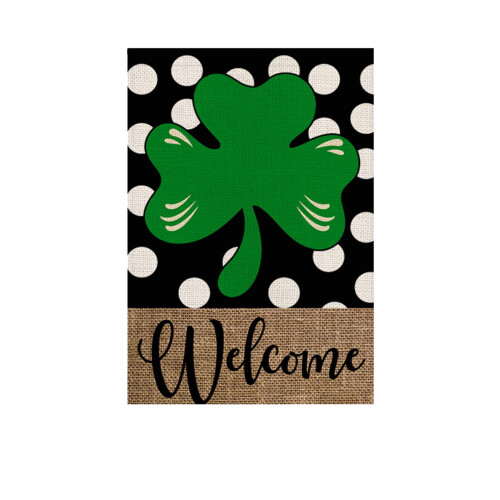 St. Patricks Day haveflag gnome kløver 30x43 cm