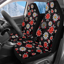 Huse pentru scaune auto universale din material textil moale, cu design de buburuză, pachet de 2