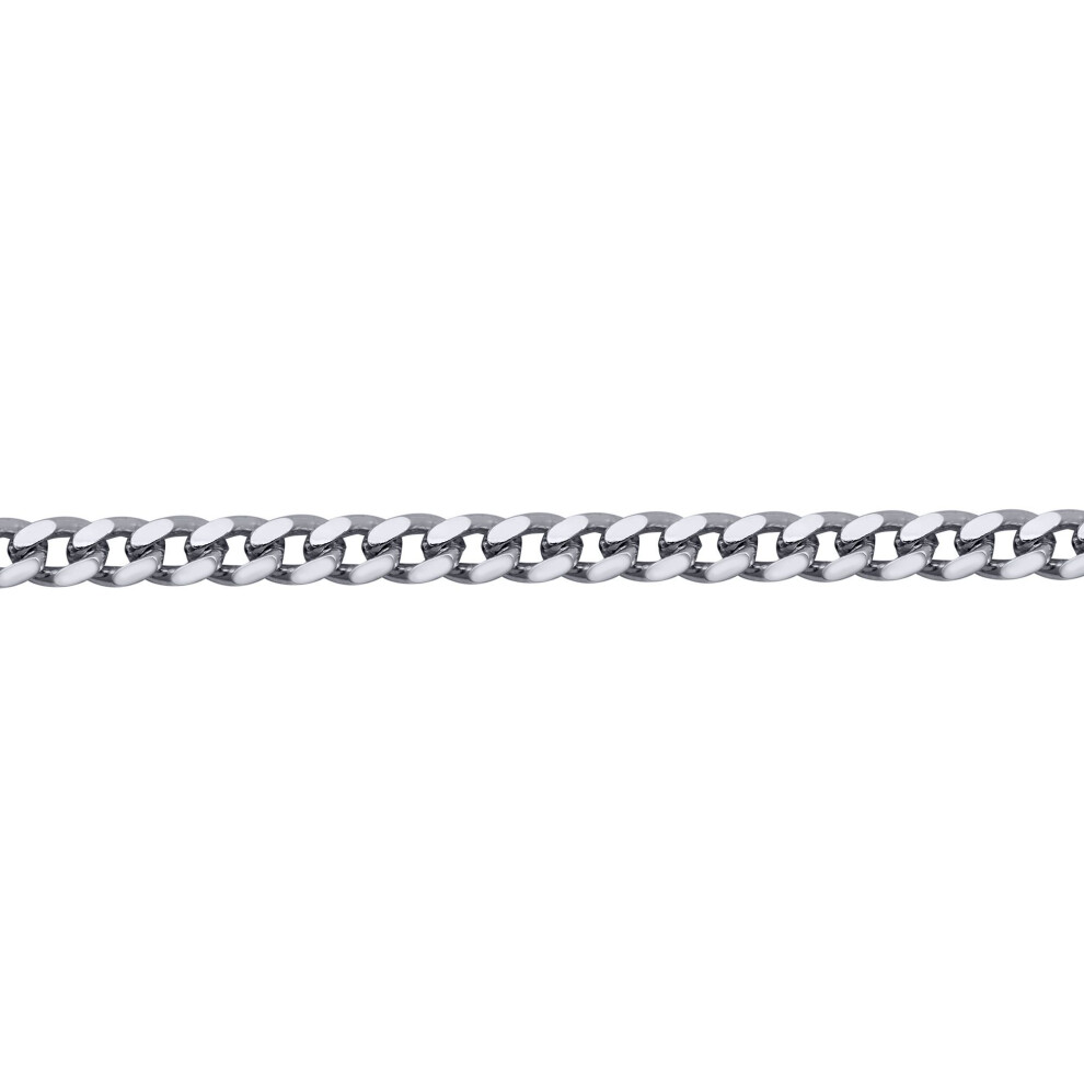 Jewelco London (20) Men's Rhodium Plated Sterling Silver Domed Curb Cuban 3.5Mm Chain Necklace - Acn021g