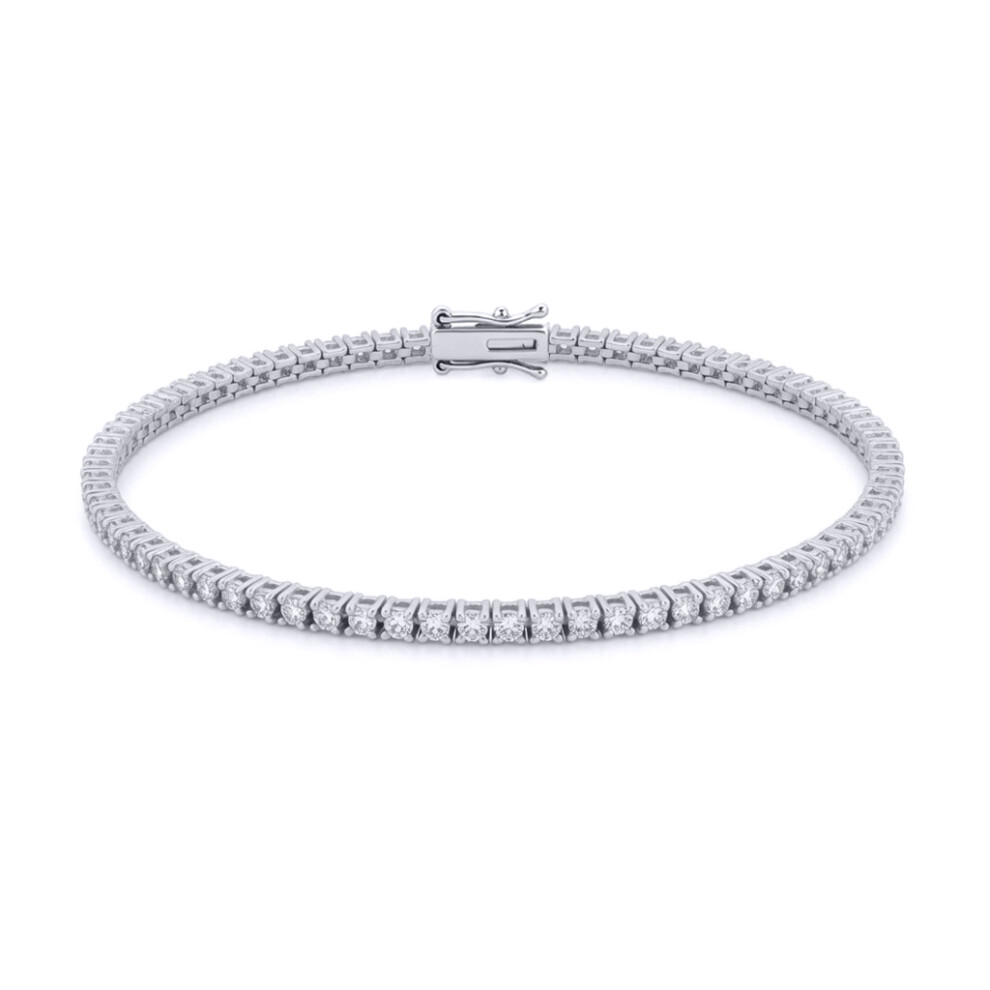 Jewelco London 9Ct White Gold 2.00Ct Certified Lab Grown Diamond Eternity Tennis Bracelet - Lab9b018-200
